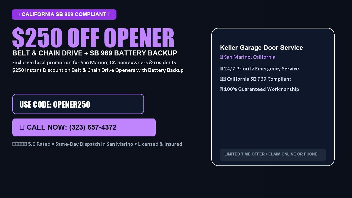 Keller Garage Door Service $250 OFF Premium LiftMaster Opener Installation in San Marino, CA